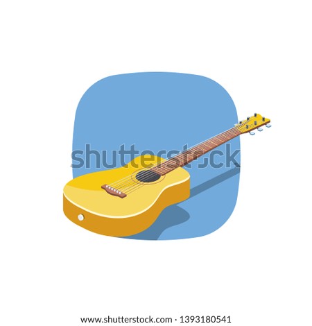 Acoustic Guitar. Vector 3d isometric color icon new flat style. Creative illustration, idea for infographics.