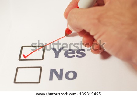 A checklist with the options of yes or no Royalty-Free Stock Photo #139319495