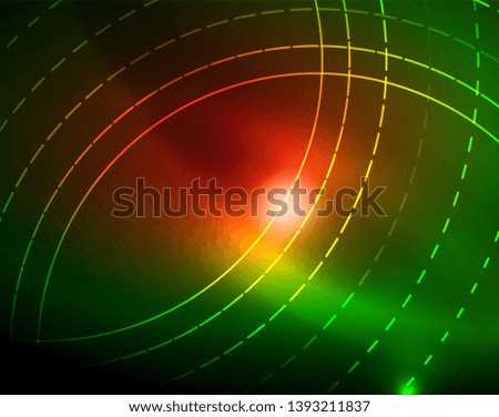 Neon circles abstract background, vector template