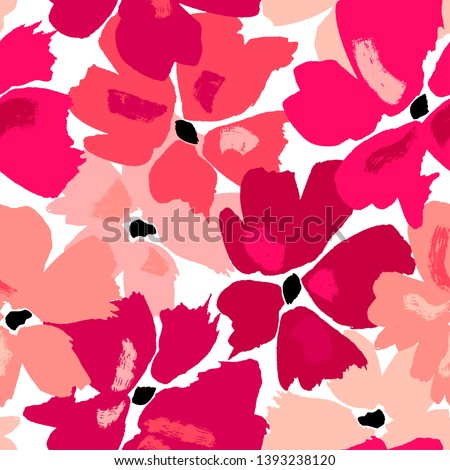 Vector seamless pattern with hand drawing wild flowers, colorful botanical illustration, floral elements, hand drawn repeatable background. Artistic backdrop.