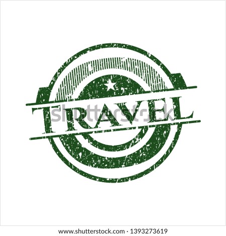 Green Travel distress rubber seal with grunge texture