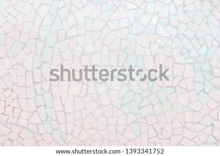 Broken tiles mosaic seamless pattern. Pink tile real wall high resolution real photo or brick seamless with texture interior background. Abstract wallpaper irregular in bathroom.