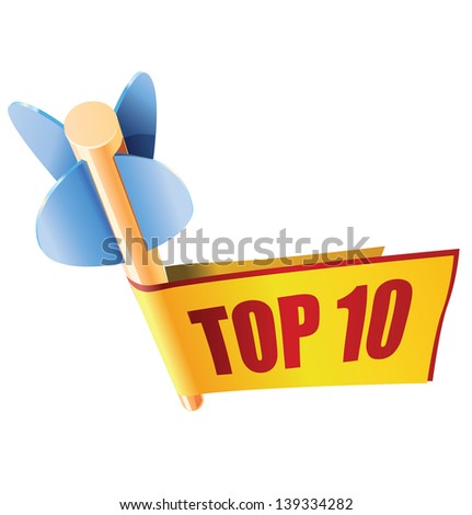 Icon of arrow and color banner with text TOP 10