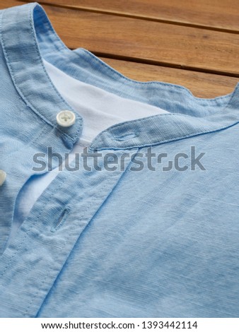 Blue linen shirt, summer clothing
