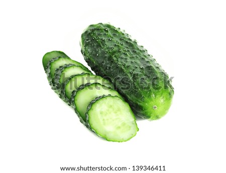 sliced ??green cucumbers isolated on white background