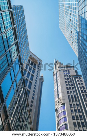 low angle view of skyscrapers in Hong Kong,China. – Image