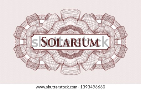 Red passport style rosette with text Solarium inside