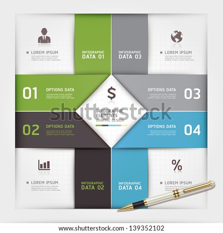 Modern arrow origami style number options banner. Vector illustration. can be used for workflow layout, diagram, step options, web design, infographics. 