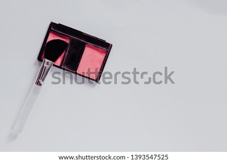 Beauty concept. Powder and brush on white background