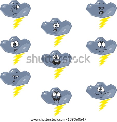  Weather cartoon flash cloud set 007