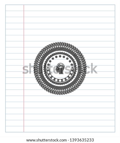 head with gears inside icon penciled. Vector Illustration. Detailed.