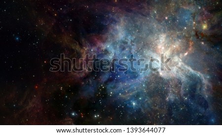 Nebula night starry sky in colors. Multicolor outer space. Deep space many light years far from planet Earth. Elements of this image furnished by NASA