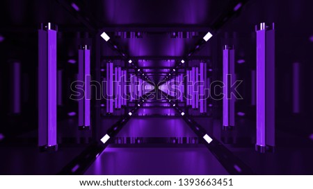 Purple futuristic disco lights corridor background