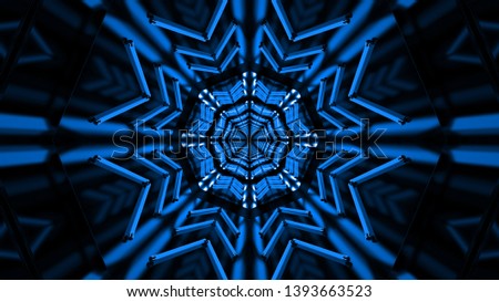 Beautiful Abstract Digital Tunnel With Blue Light