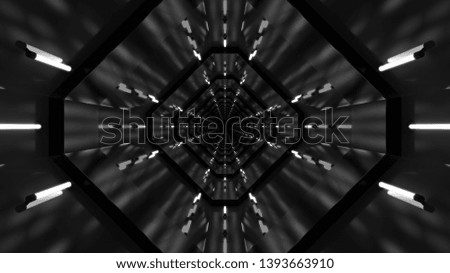 3D rendering abstract black modern background tunnel