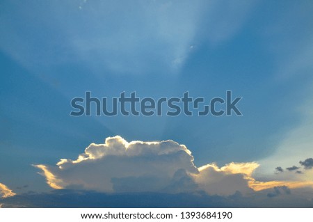 White Cloud with Bule Sky and Sunlight Nature Background