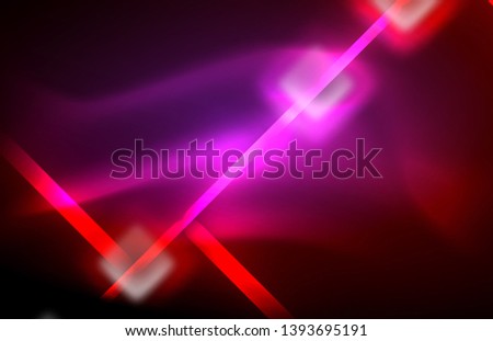 Neon glowing techno lines, hi-tech futuristic abstract background template with square shapes and lines