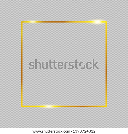 Golden luxury realistic blank frame isolated on transparent background. Vector illustration design. Royalty-Free Stock Photo #1393724012