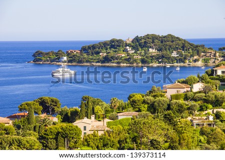 Aerial view of Cap Ferrat, French Riviera Royalty-Free Stock Photo #139373114