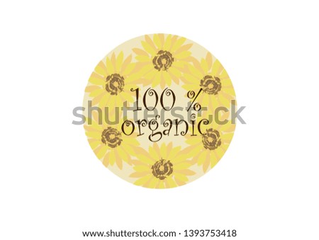 100 % organic on flowers. icon organic