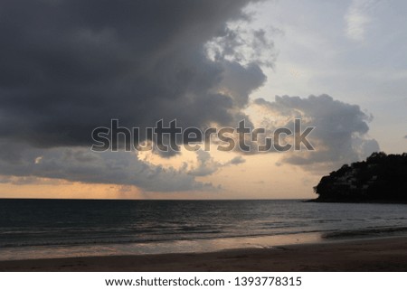 Sunset over Thailand beaches with clouds enhancing the effect