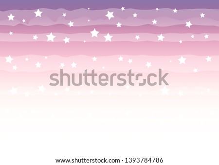 Sunrise background in white, pink, purple  with stars for decoration, greeting card, poster, banner, text, cover, holiday, gift tag, present, letter