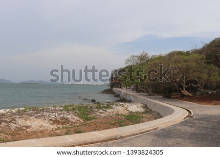 Way and road near the sea at srichang island thailand