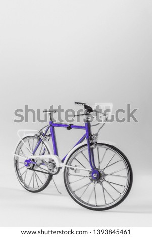 Blue bicycle on white background.