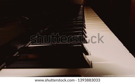 Piano keyboard background. Piano keys side view 