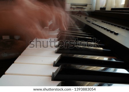 Piano keyboard background. Piano keys side view 