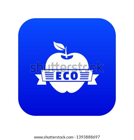 Apple icon blue vector isolated on white background