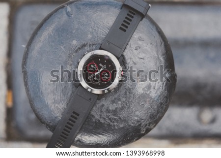 Close up of runner wearing sport smart watch