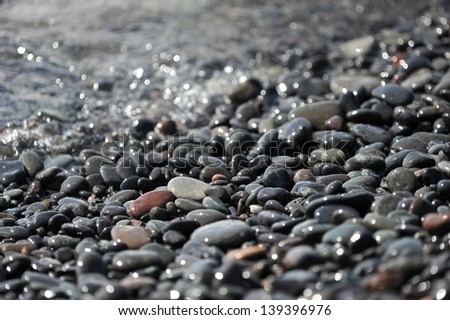 scattering of stones and coastline