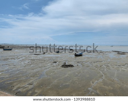 Old wooden boat in the sea ,  sky, water ,sea ,background , view sea 