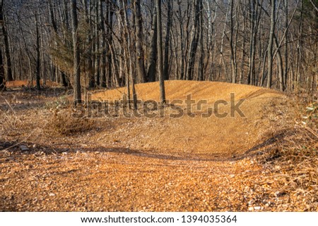 Mountain bike trails in the woods, dirt paths in Northwest Arkansas, famous attraction  area popular touristic activity