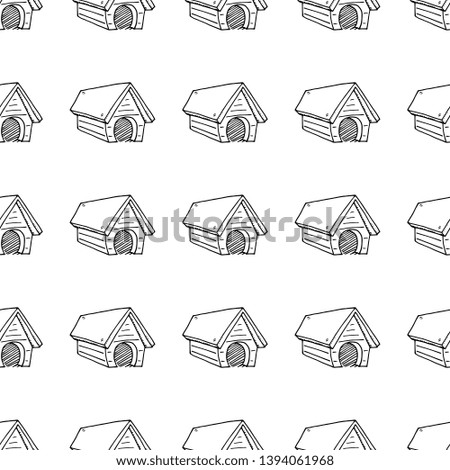 Hand Drawn dog house doodle. Sketch style icon. Decoration element. Isolated on white background. Flat design. Vector illustration.