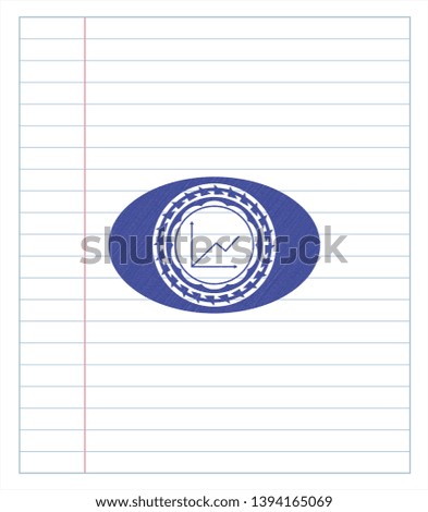 chart icon pen emblem. Blue ink. Vector Illustration. Detailed.