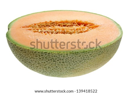 Half of Rock Melon on White Background