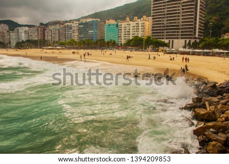 Rio de Janeiro, Copacabana, Lama beach, Brazil: Beautiful landscape with sea and beach views. The most famous beach in Rio de Janeiro.