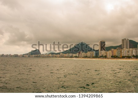 Rio de Janeiro, Copacabana beach, Brazil: Beautiful landscape with sea and beach views. The most famous beach in Rio de Janeiro.