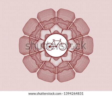 Red abstract rosette with bike icon inside