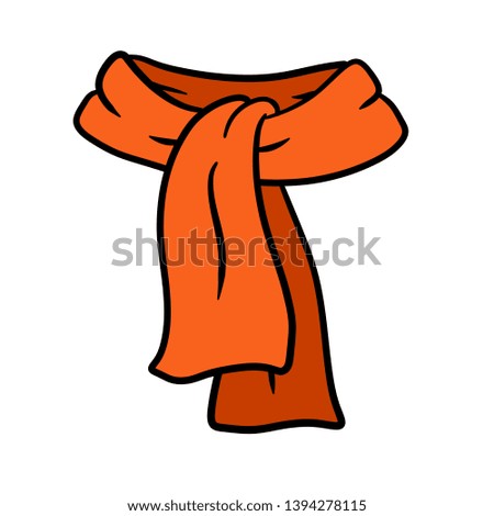 Red scarf. Beautiful hand-drawn neckerchie. Item of women's clothing for the neck. Cartoon illustration.