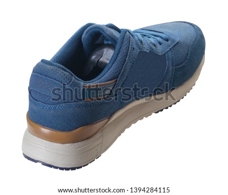sneakers isolated on white background. sport shoes.blue shoes side back view