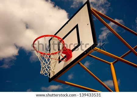 Basketball case with blue sky