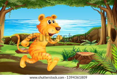 Tiger running at the park illustration