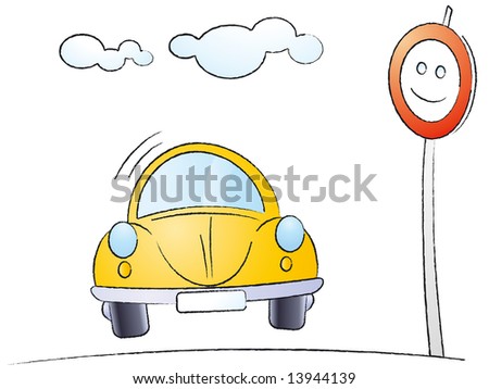 Funny cartoon car isolated on white background - Vector