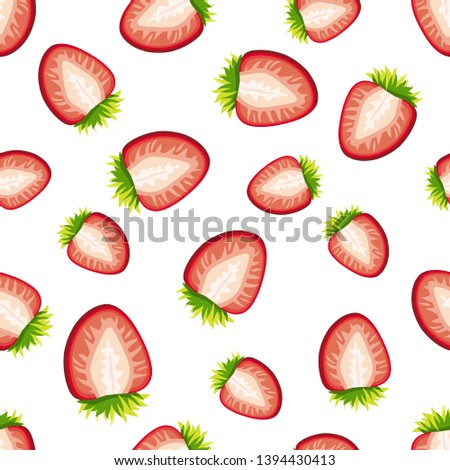 vector pattern with ripe red strawberries