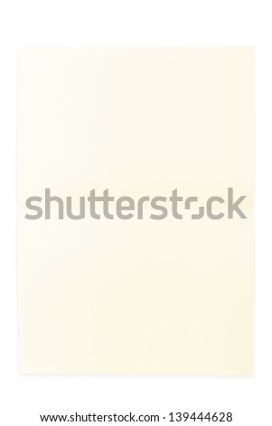 Yellow paper sheet folded in half isolated over a white background