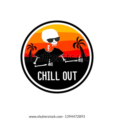Skeleton with sunglasses and inscription - chill out. 
