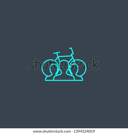 Bicycle sharing concept blue line icon. Simple thin element on dark background. Bicycle sharing concept outline symbol design. Can be used for web and mobile UI/UX